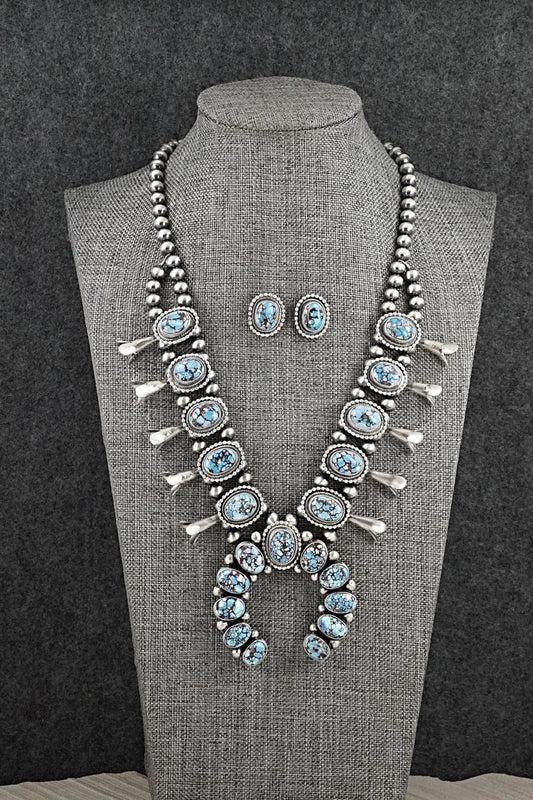 Turquoise & Sterling Silver Squash Blossom Set - Darrin Livingston