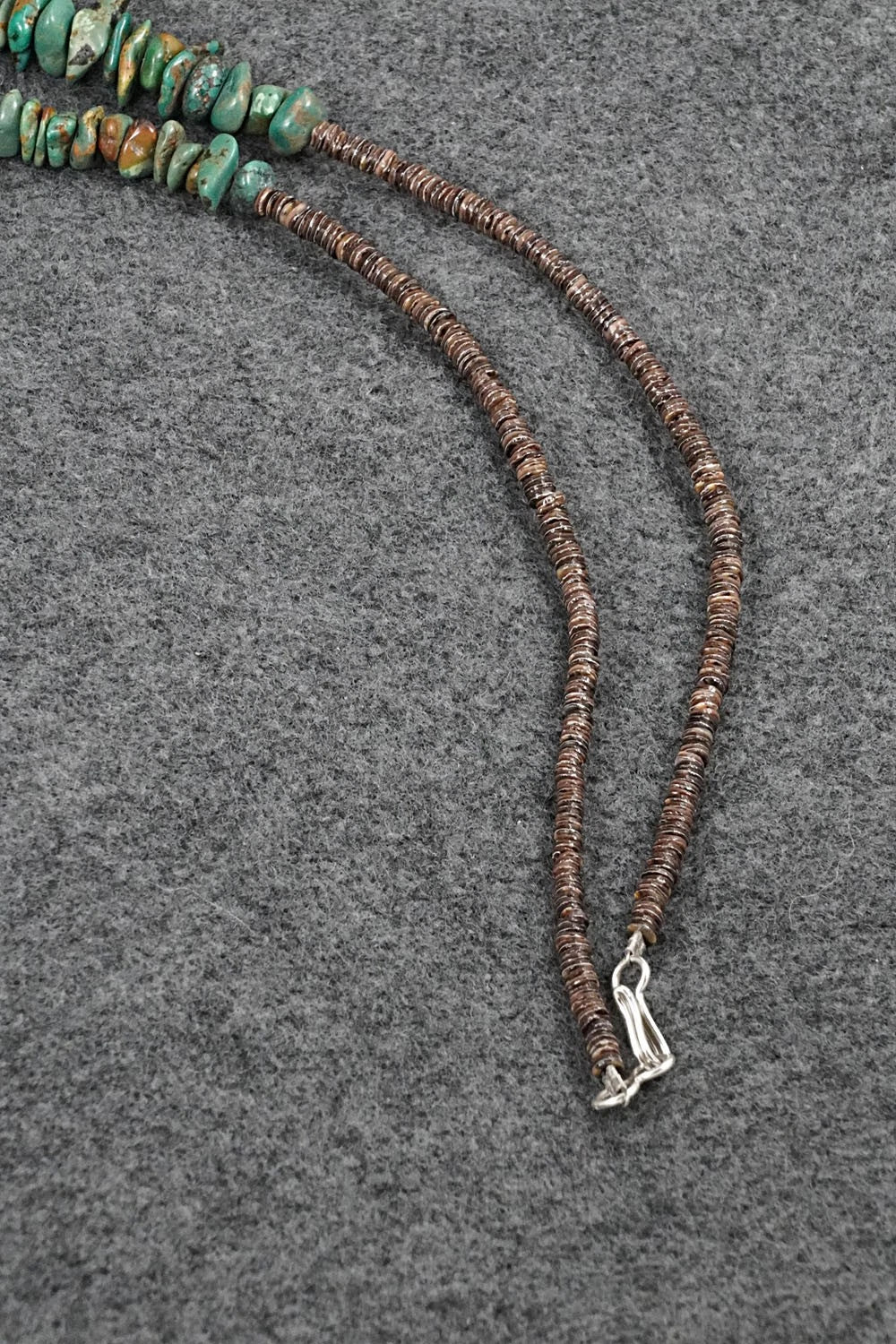 Turquoise Zuni Fetish Carving & Sterling Silver Necklace - Bernard Laiwakete