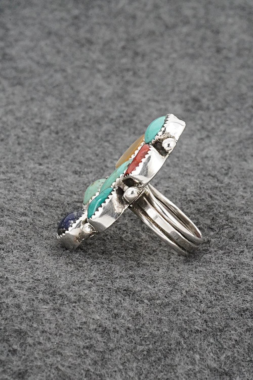 Multi-Stone & Sterling Silver Ring - Priscilla Reeder - Size 9.5
