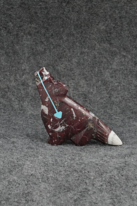 Wolf Zuni Fetish Carving - Kenric Laiwakete