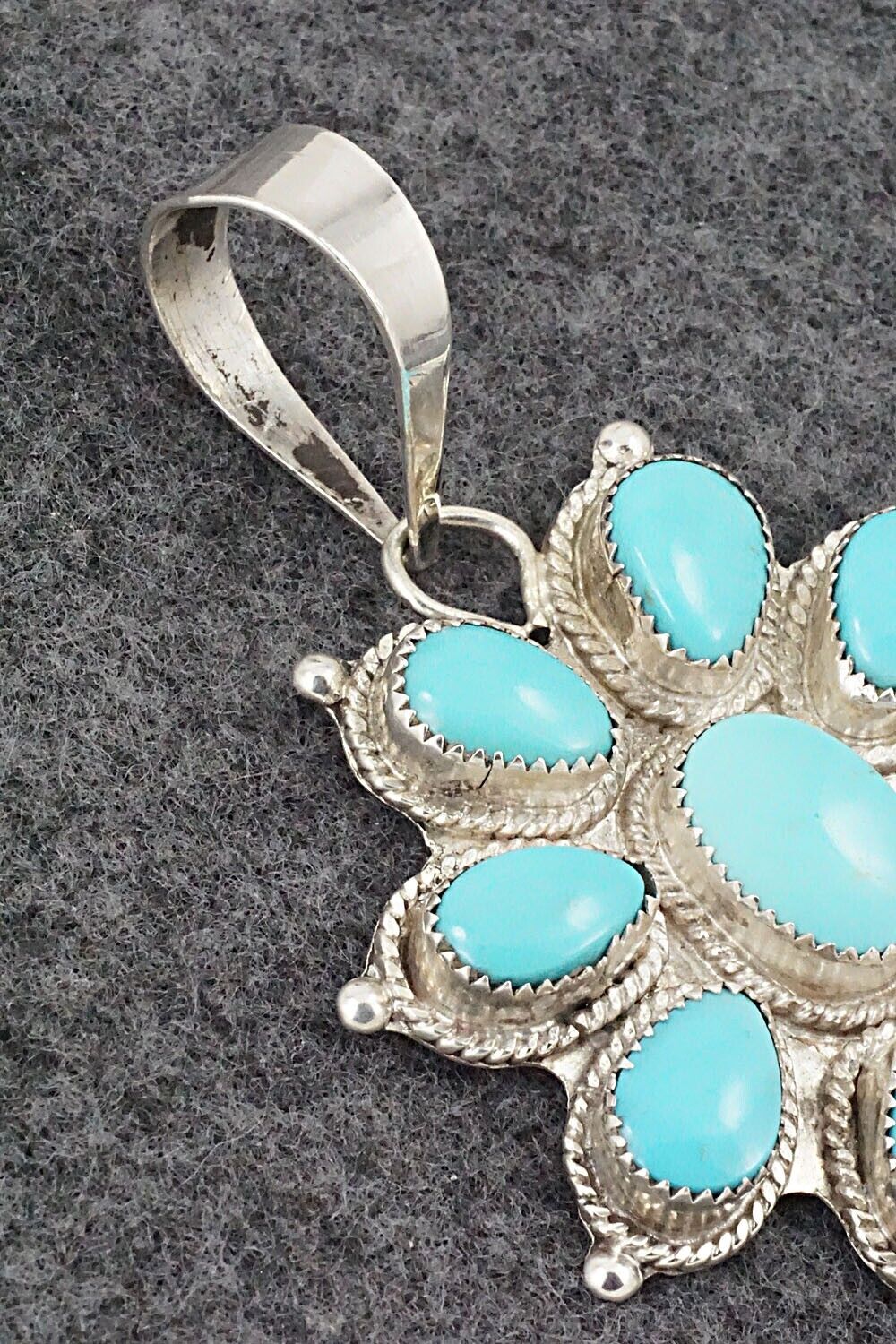 Turquoise & Sterling Silver Pendant - Kenny Calavaza