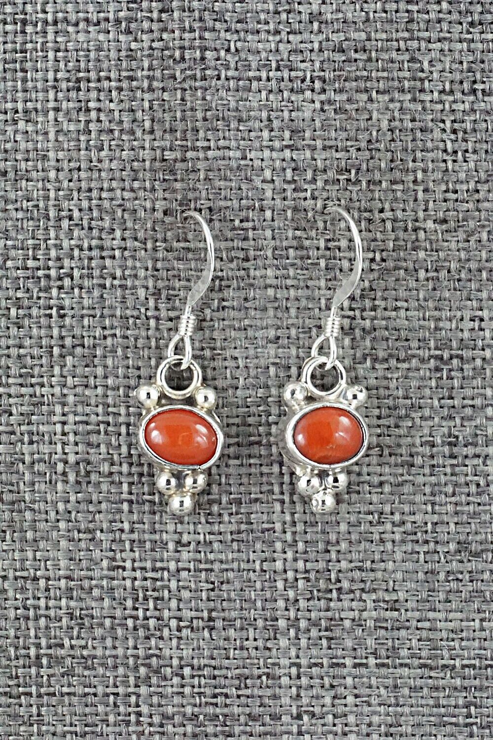Coral & Sterling Silver Earrings - Annie Spencer