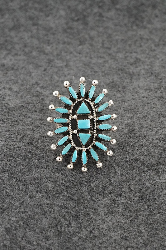 Turquoise & Sterling Silver Ring - Evonne Hustito - Size 9
