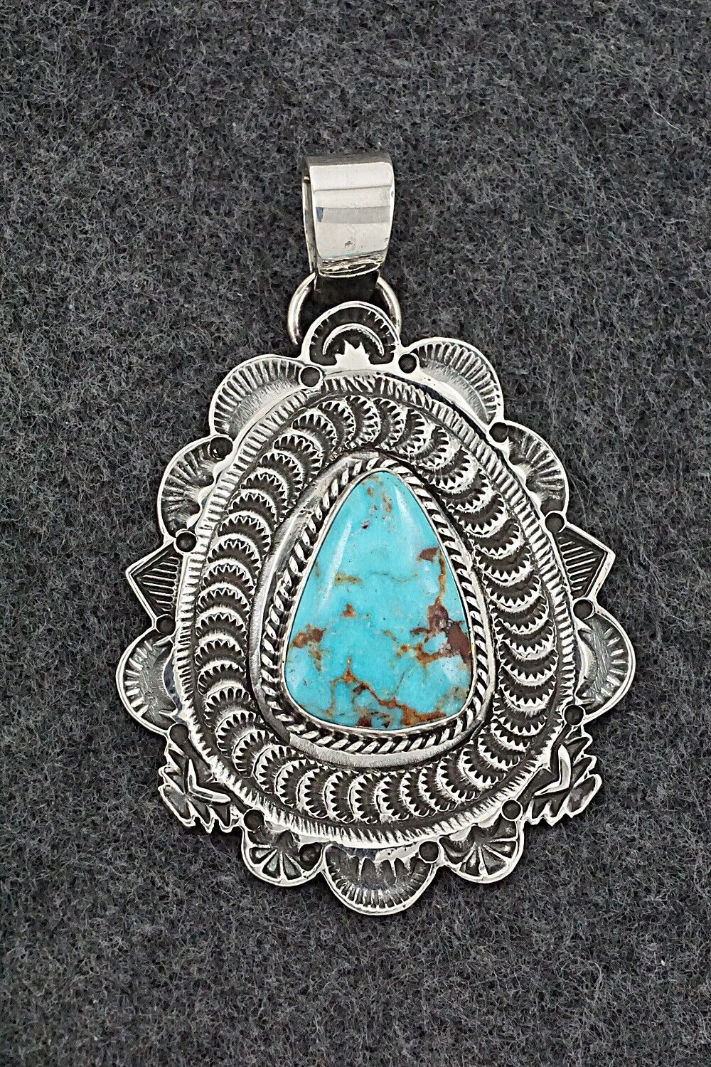 Turquoise & Sterling Silver Pendant - Leonard Maloney