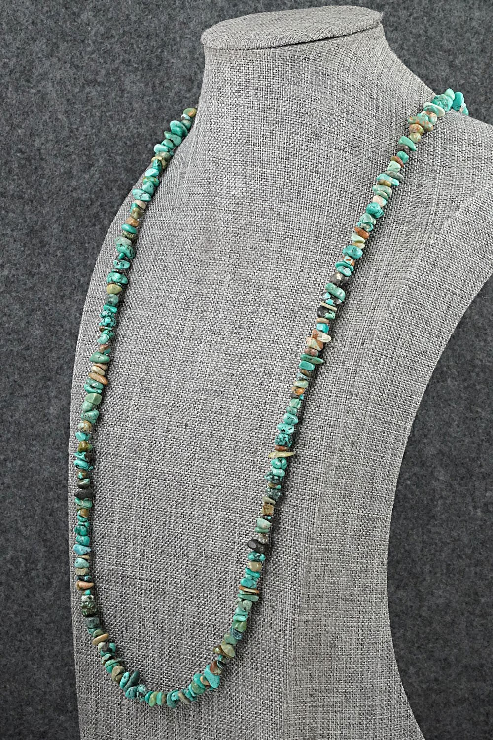 Turquoise & Sterling Silver Necklace 38" - Doreen Jake
