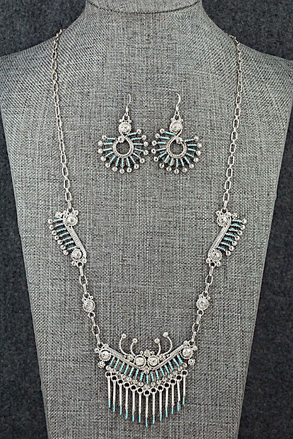 Turquoise & Sterling Silver Necklace Set - Kevin Leekity