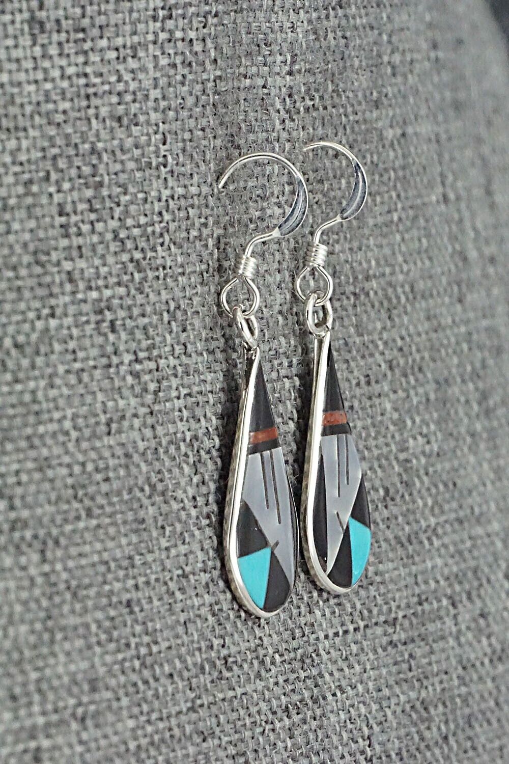 Multi Stone & Sterling Silver Inlay Earrings - Rhianna Kallestewa