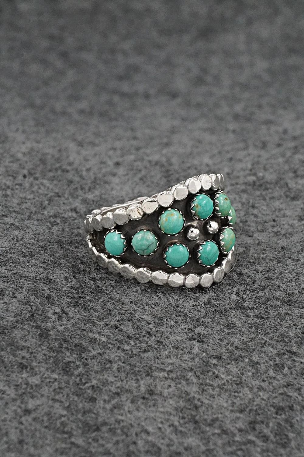 Turquoise & Sterling Silver Ring - Kenny Lonjose - Size 9.5