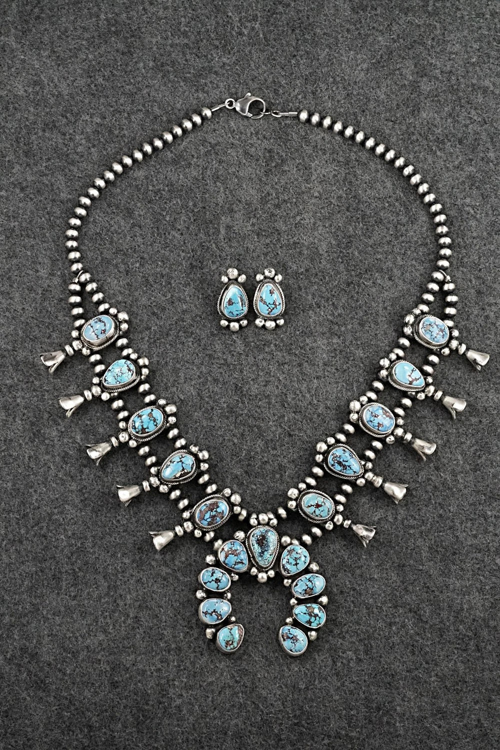 Turquoise & Sterling Silver Squash Blossom Set - Darrin Livingston