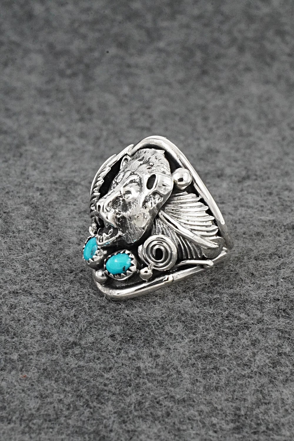Turquoise & Sterling Silver Ring - Darrell Morgan - Size 10.5