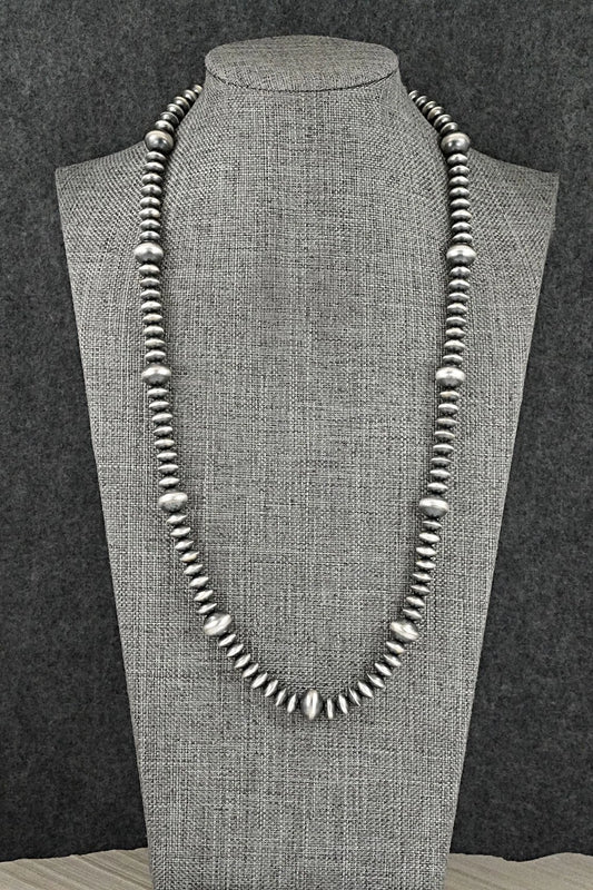Sterling Silver Navajo Pearl Necklace 22" - Crystal Haley