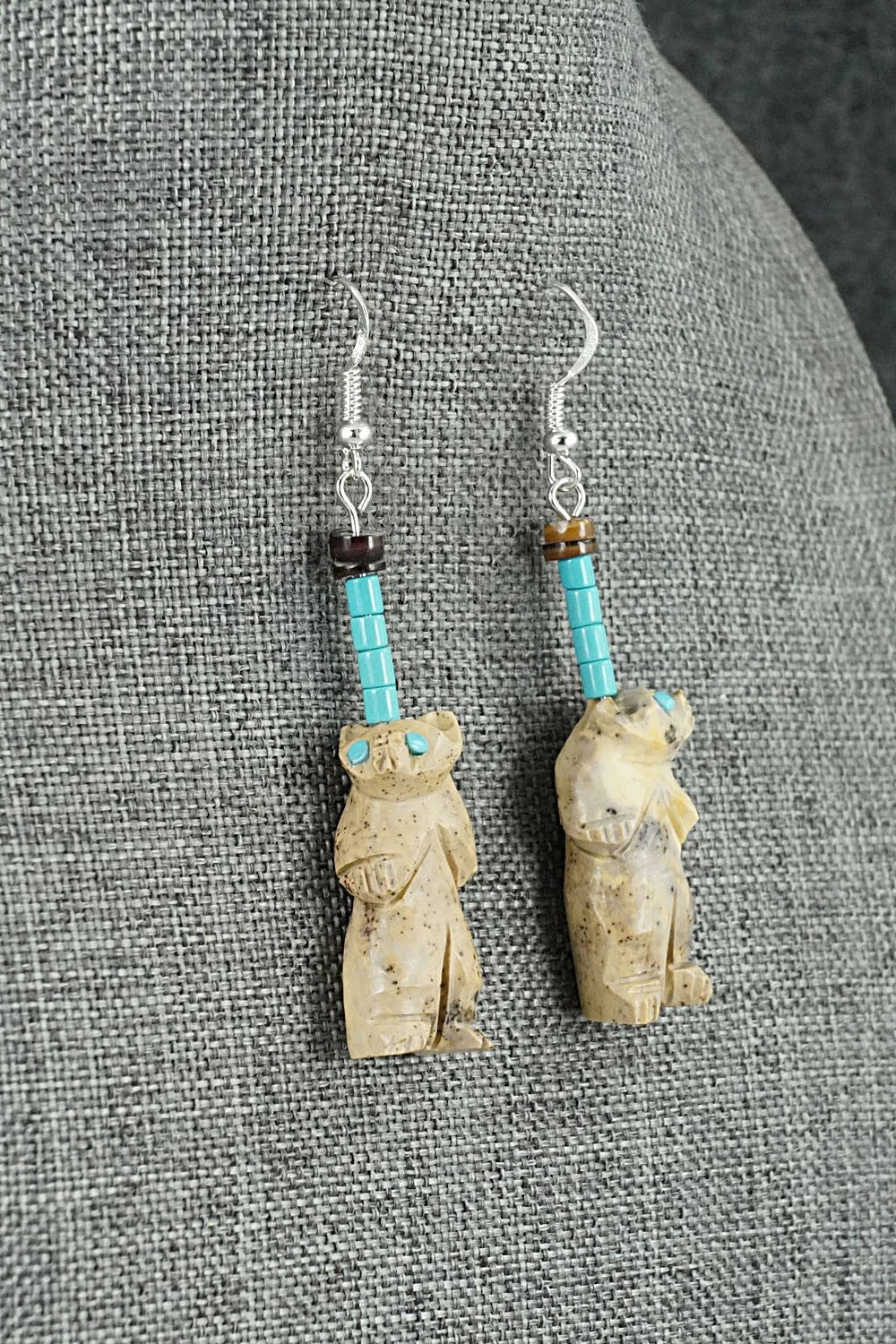 Multi-Stone Bear Fetish & Sterling Silver Necklace Set - Dannette Laate