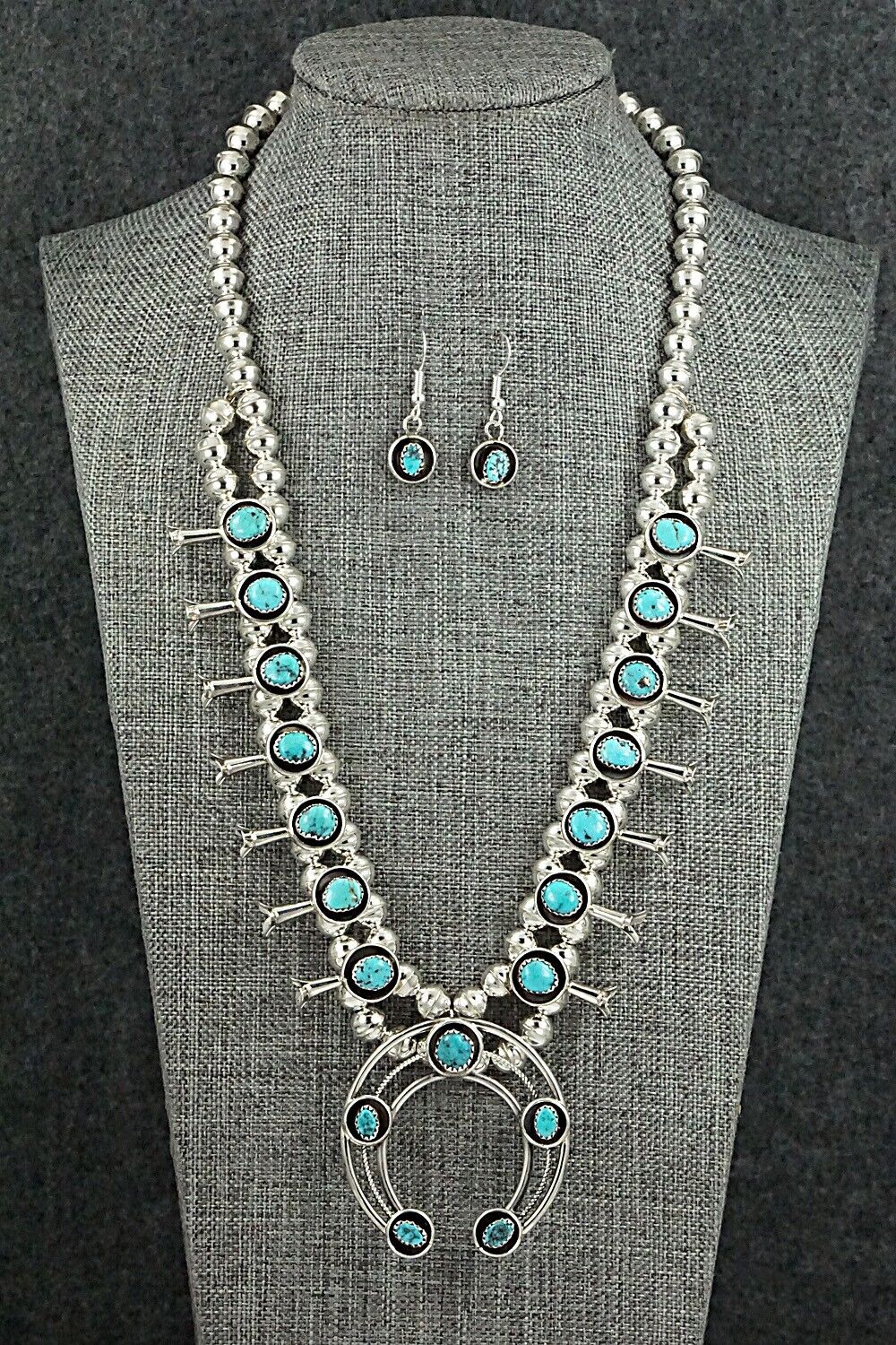 Turquoise & Sterling Silver Squash Blossom Set - Phil Garcia