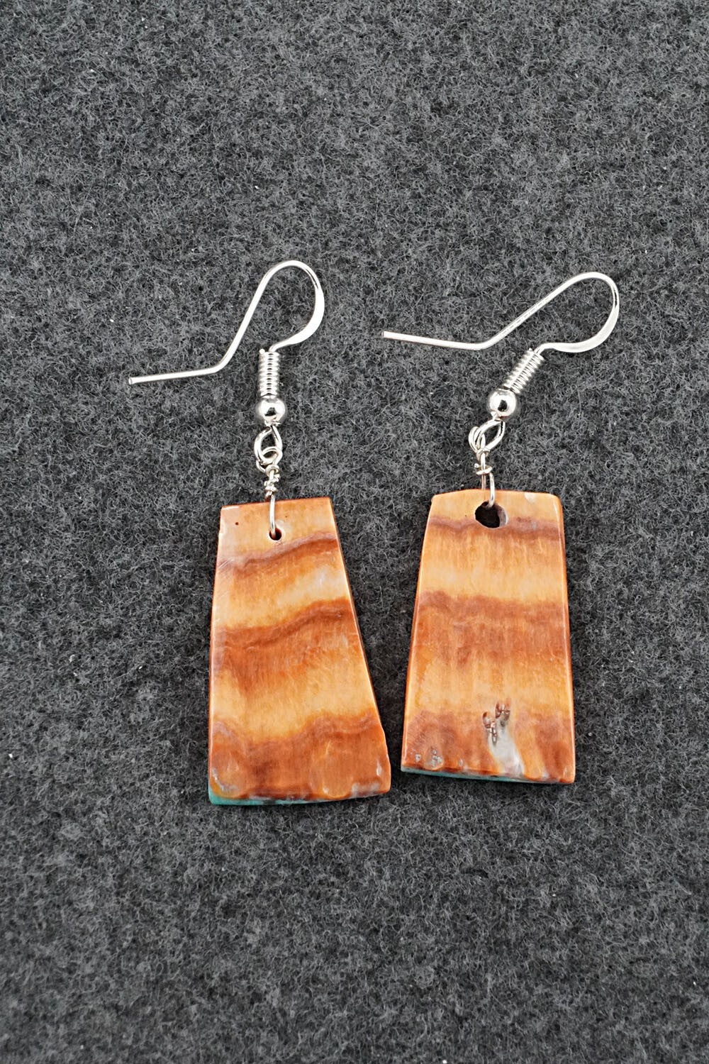 Spiny Oyster, Turquoise & Sterling Silver Earrings - Louise Pete