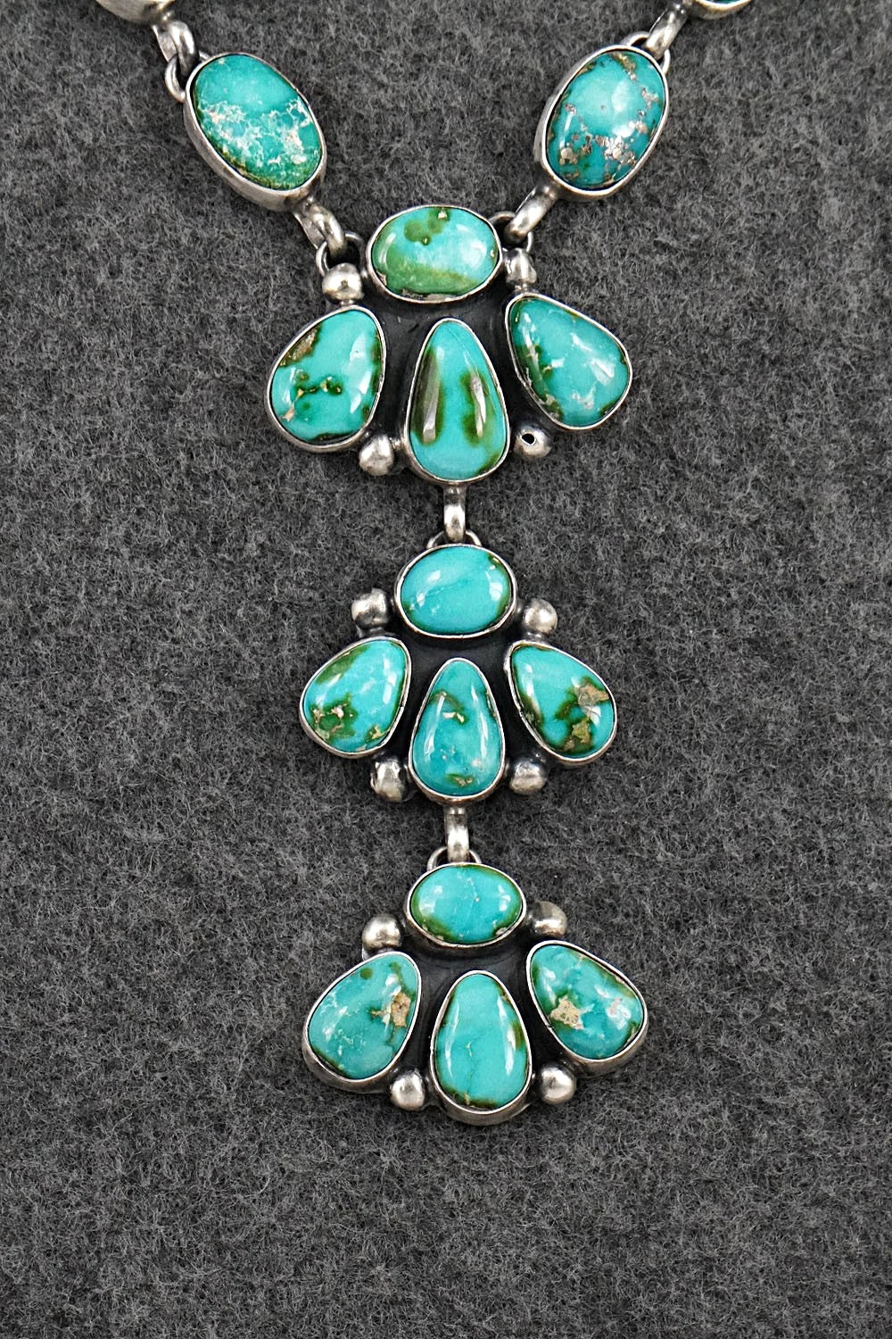 Turquoise & Sterling Silver Necklace and Earrings Set - Darrin Livingston