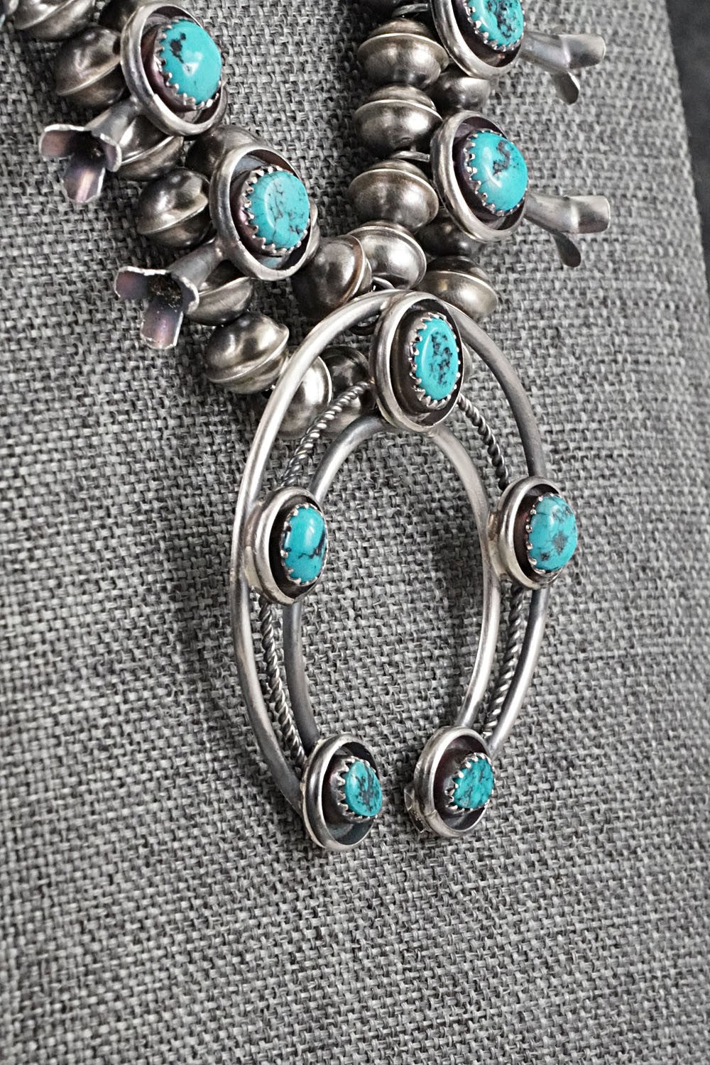 Turquoise & Sterling Silver Squash Blossom Set - Phil Garcia