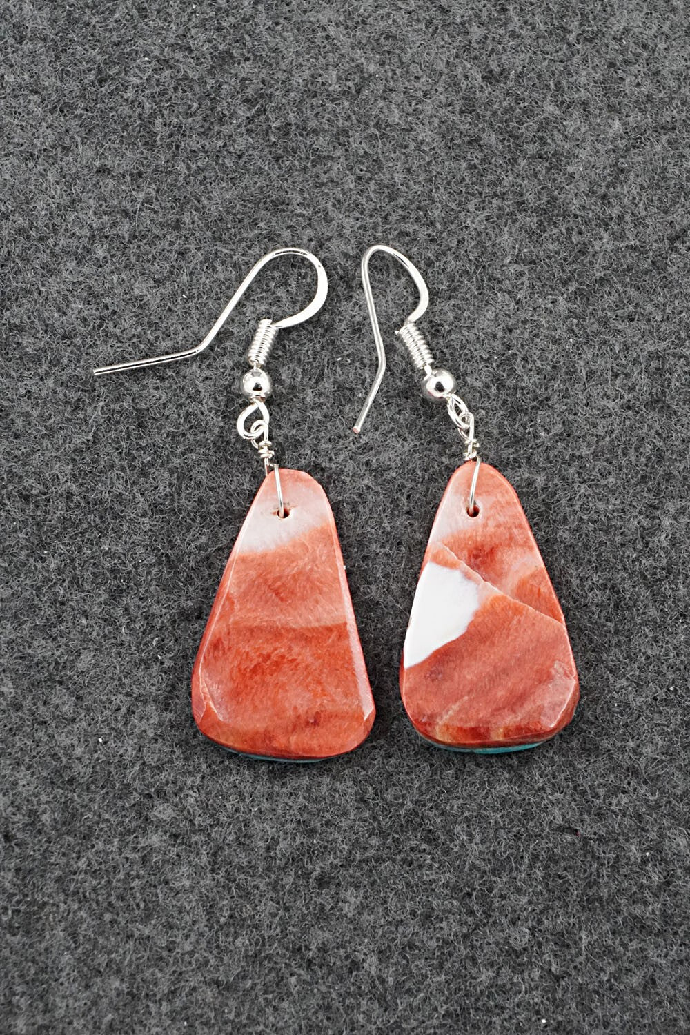 Spiny Oyster, Turquoise & Sterling Silver Earrings - Louise Pete