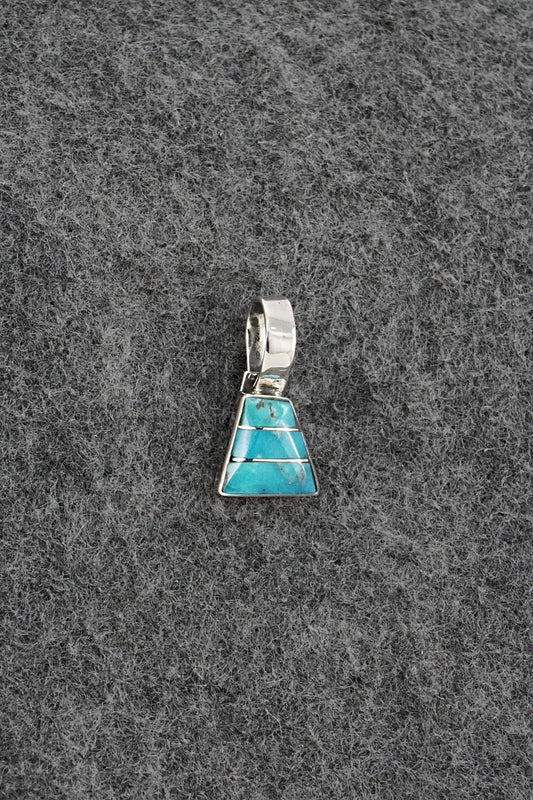 Turquoise & Sterling Silver Inlay Pendant - Michelle Haloo