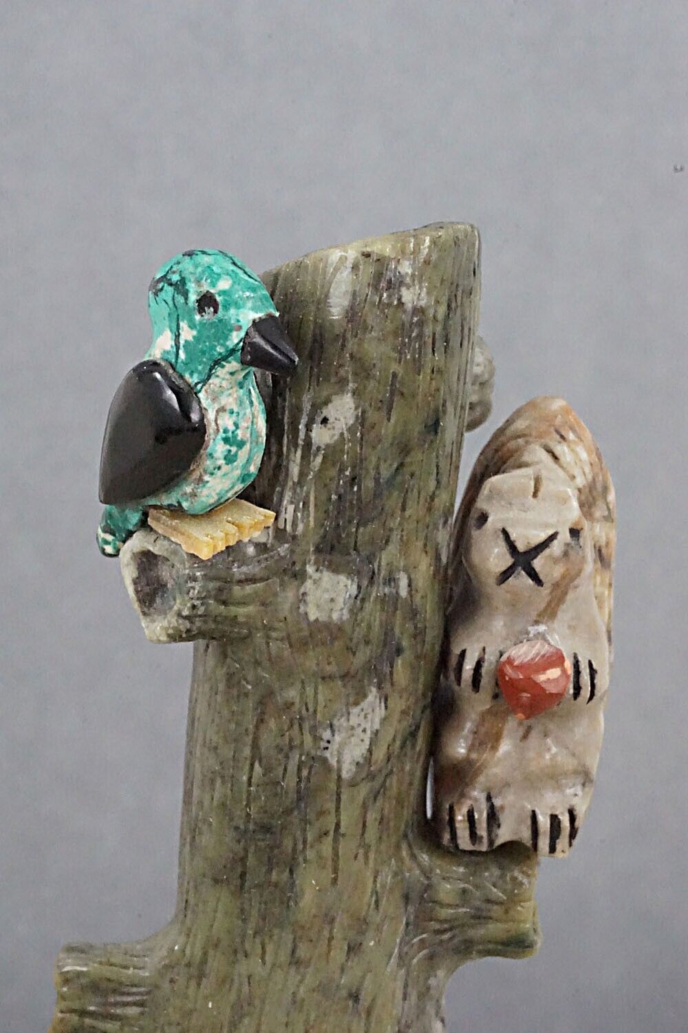 Squirrel and Bird Zuni Fetish Carving - Justin Natewa
