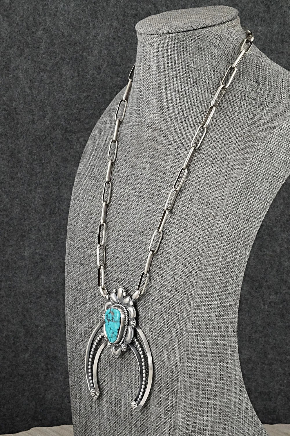 Turquoise & Sterling Silver Necklace - Raymond Delgarito