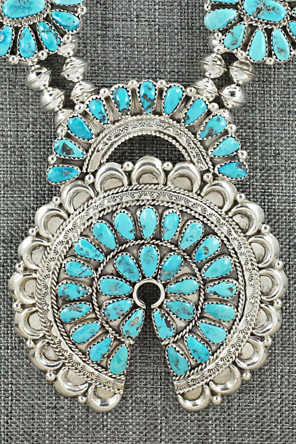 Turquoise & Sterling Silver Squash Blossom Set - Eunise Wilson
