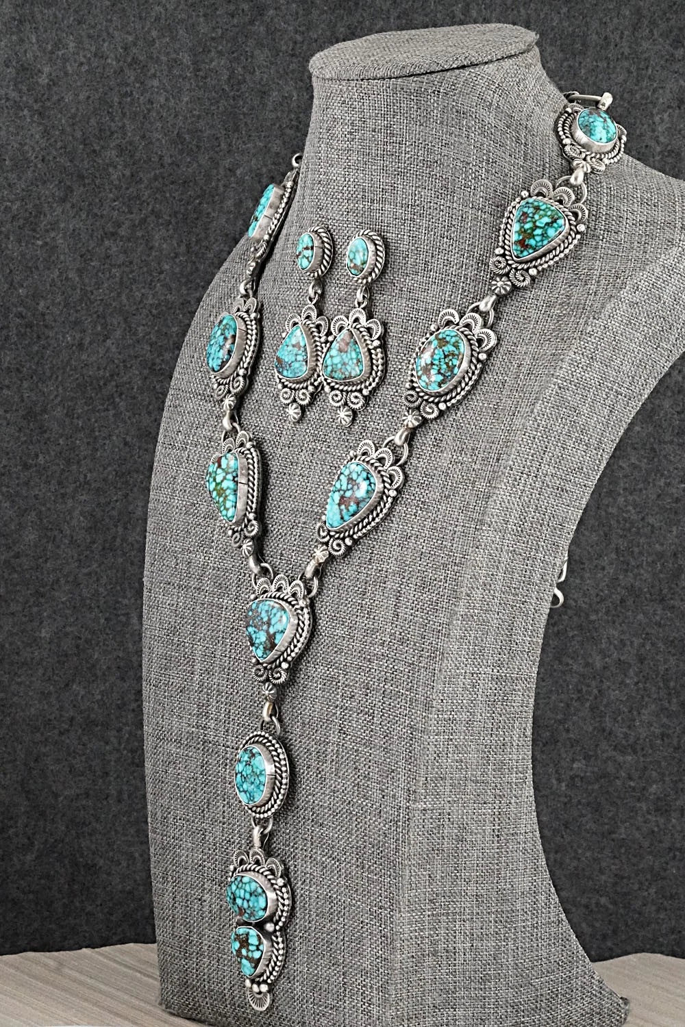 Turquoise & Sterling Silver Necklace and Earrings Set - Rosita Calladitto