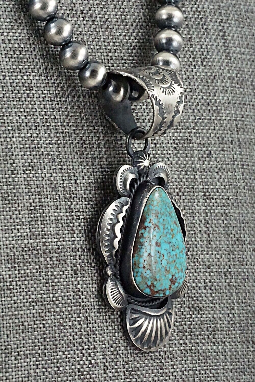 Turquoise & Sterling Silver Necklace - Gilbert Tom