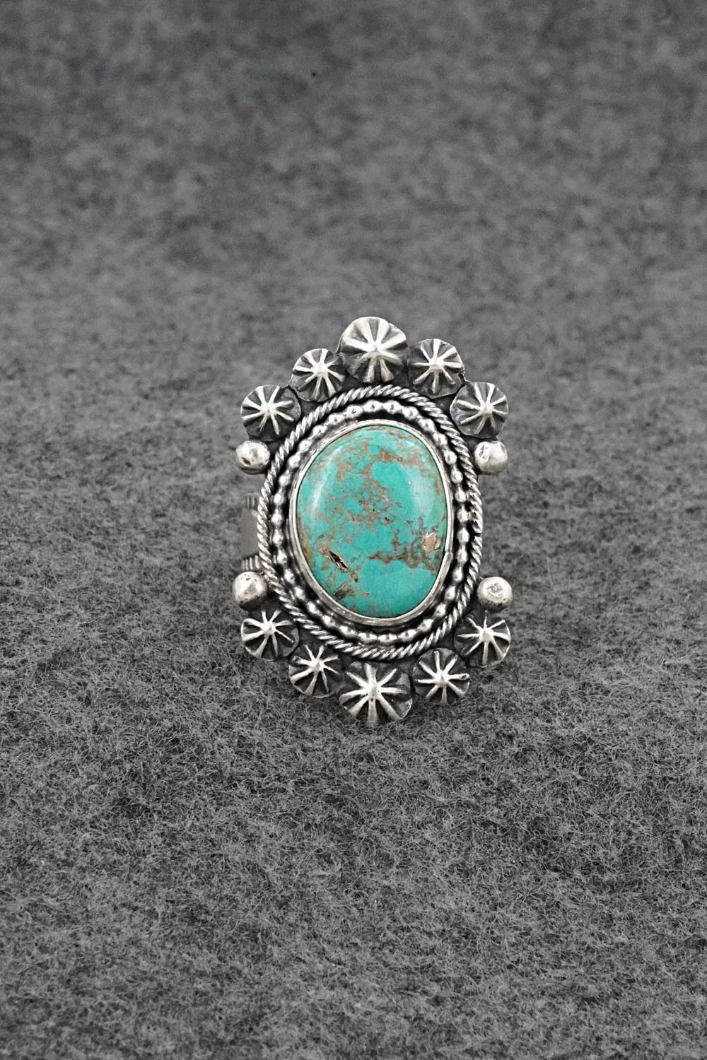 Turquoise & Sterling Silver Ring - Cordell Platero - Size Adjustable