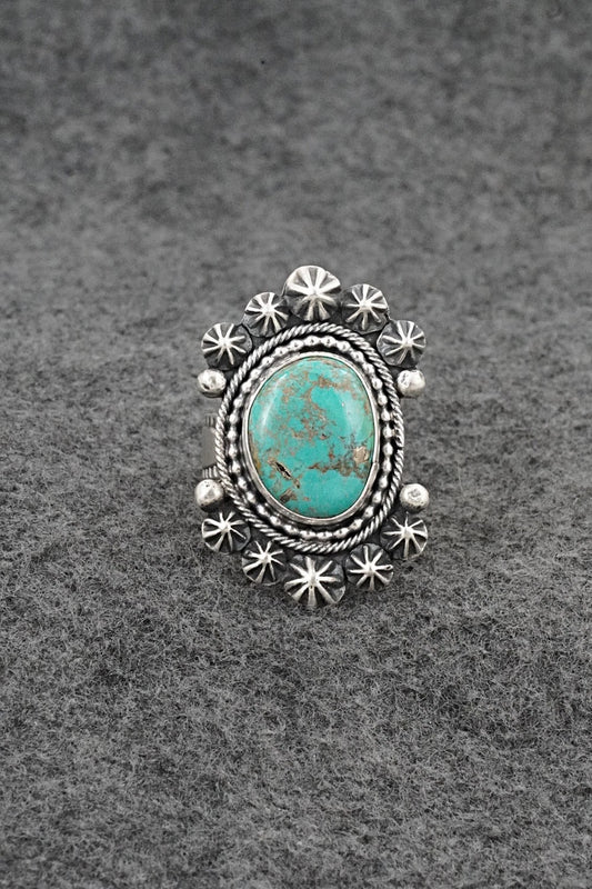 Turquoise & Sterling Silver Ring - Cordell Platero - Size Adjustable