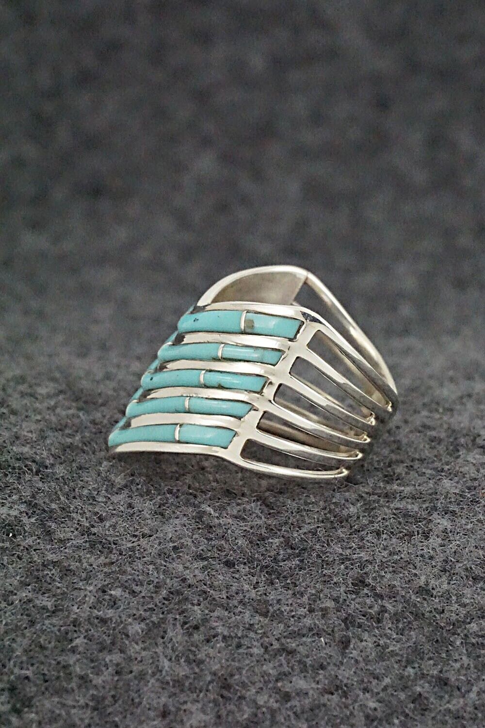 Turquoise & Sterling Silver Ring - Andrew Enrico - Size 6.5