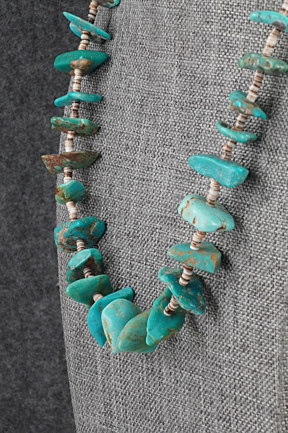 Turquoise, Shell & Sterling Silver Necklace 19" - Helen Tsosie