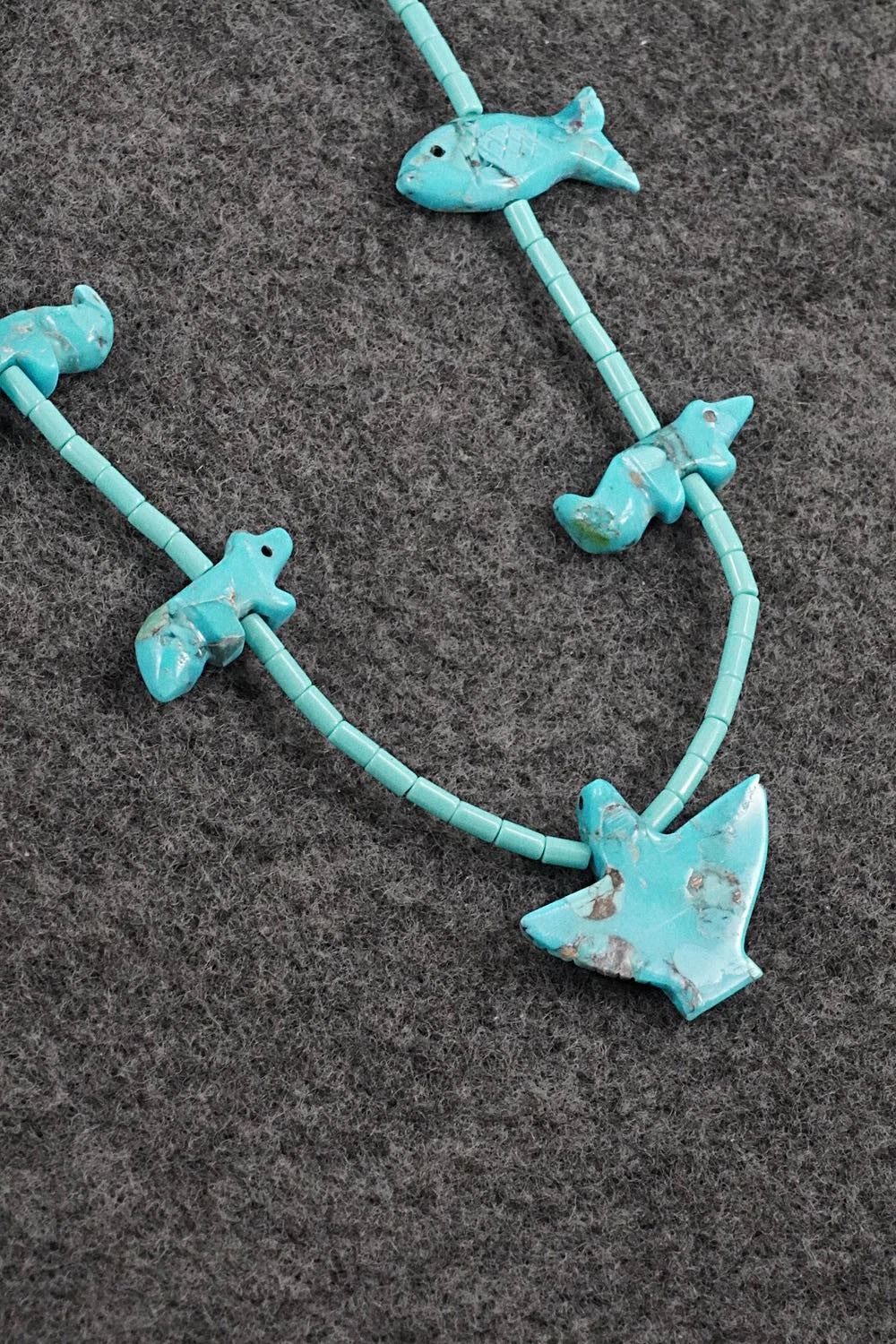 Turquoise Fetish Carving & Sterling Silver Necklace - Hector Goodluck