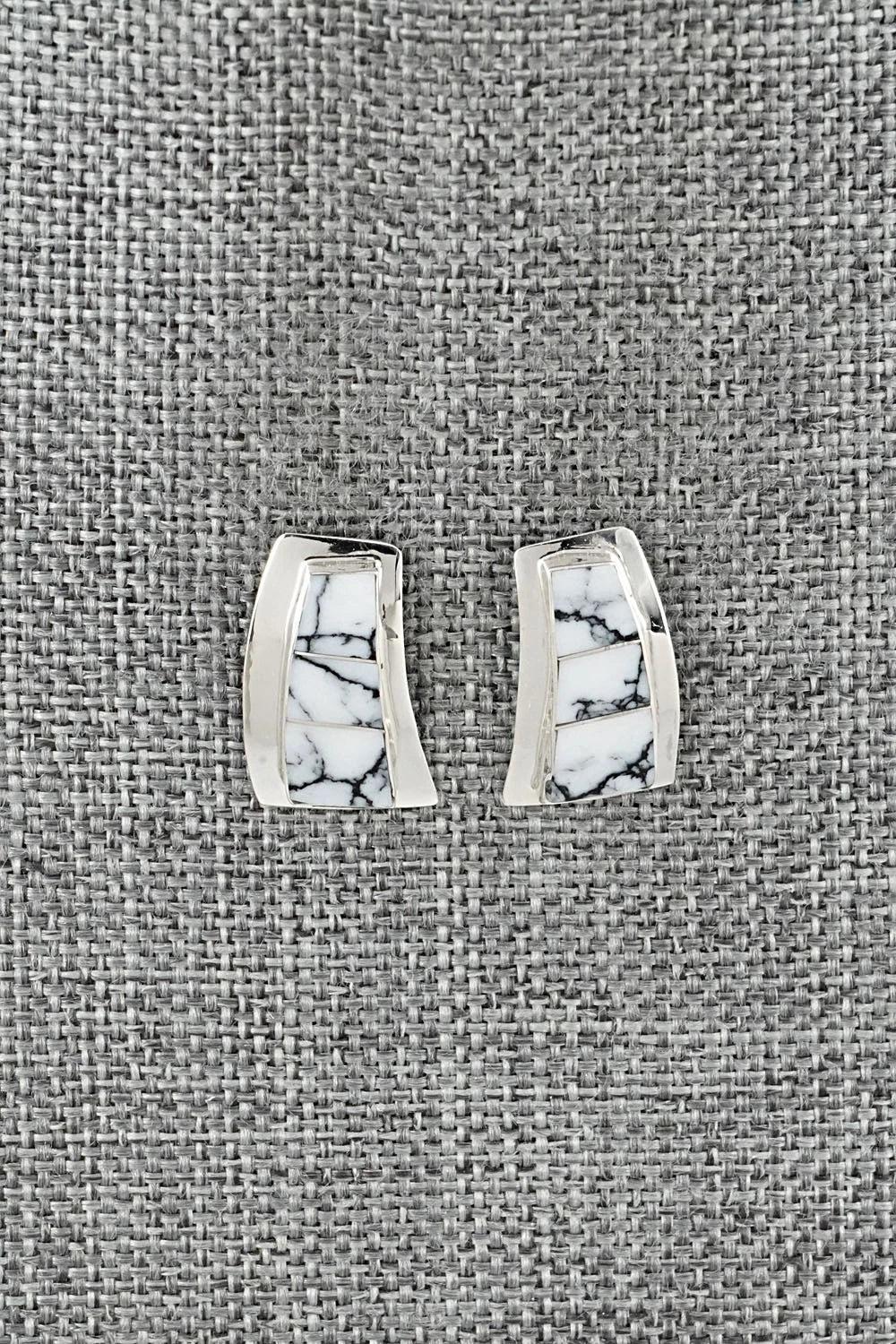 White Buffalo & Sterling Silver Earrings - Nathaniel Johnson