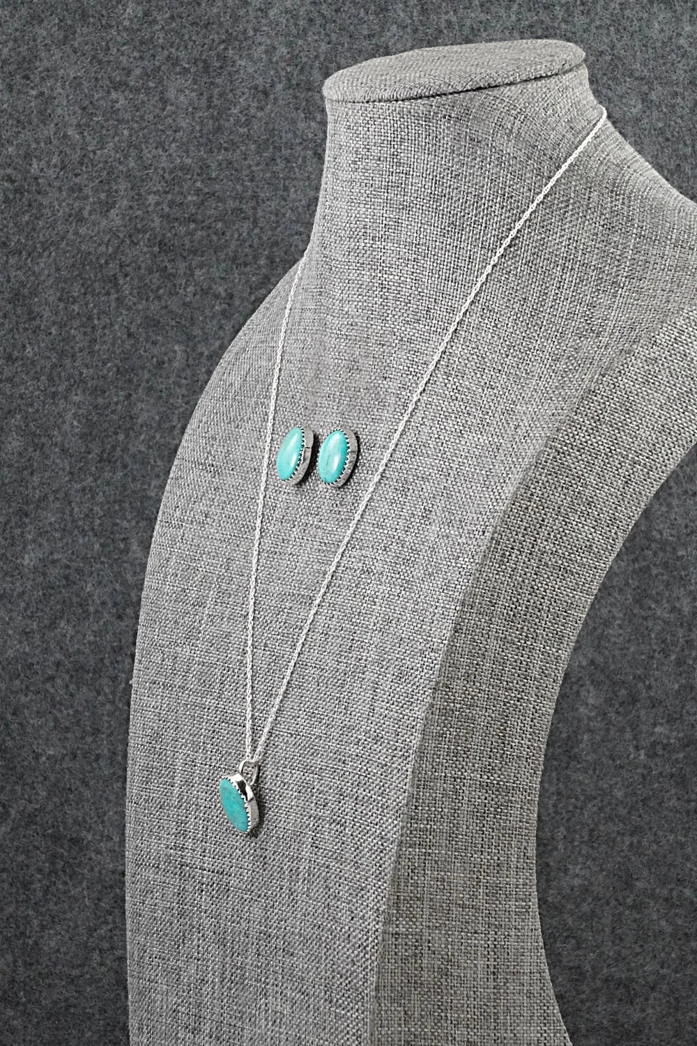 Turquoise & Sterling Silver Necklace Set - Murray Hannaweeka