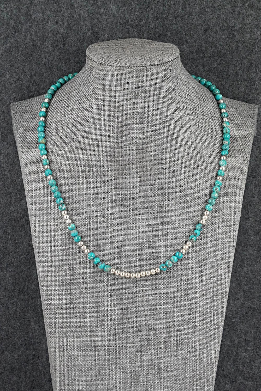 Turquoise & Sterling Silver Necklace 18" - Doreen Jake