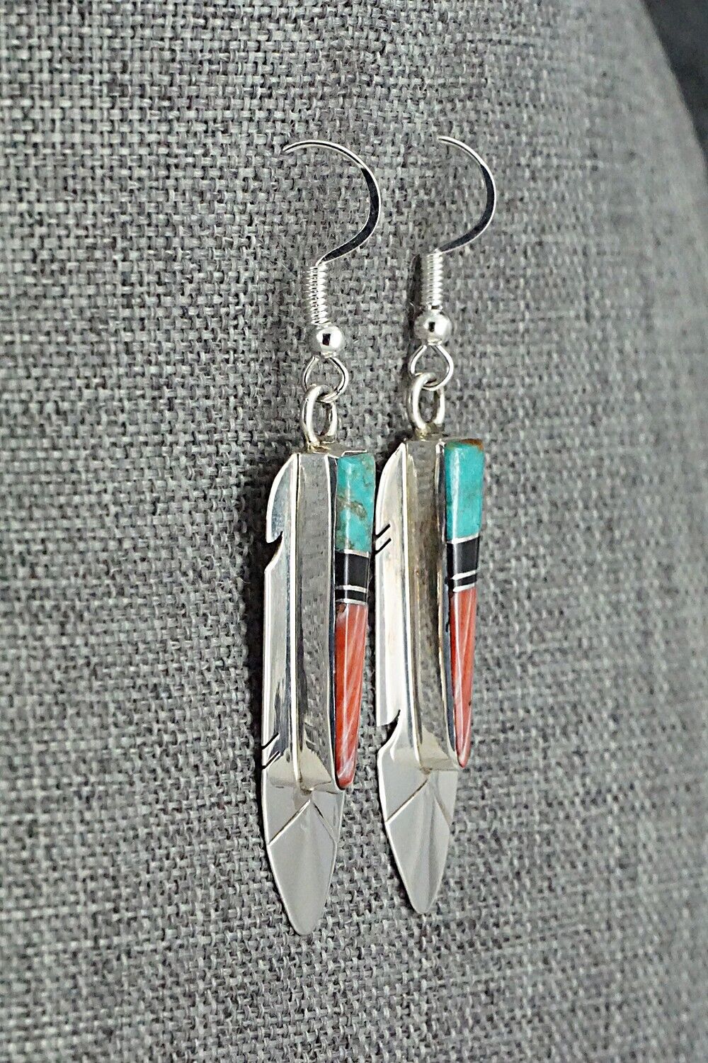 Multi-Stone & Sterling Silver Inlay Earrings - Marilyn Yazzie