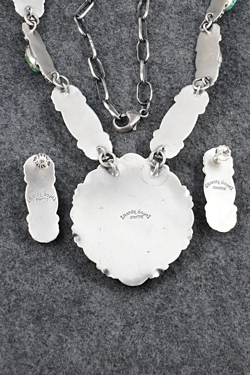 Turquoise & Sterling Silver Necklace and Earrings Set - Randy Boyd