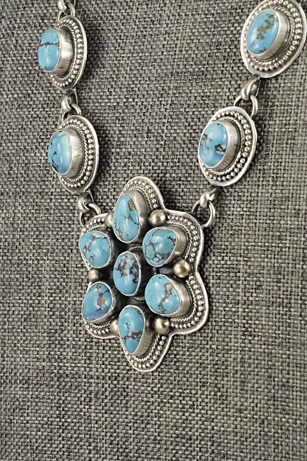 Turquoise & Sterling Silver Necklace and Earrings Set - Kathleen Livingston