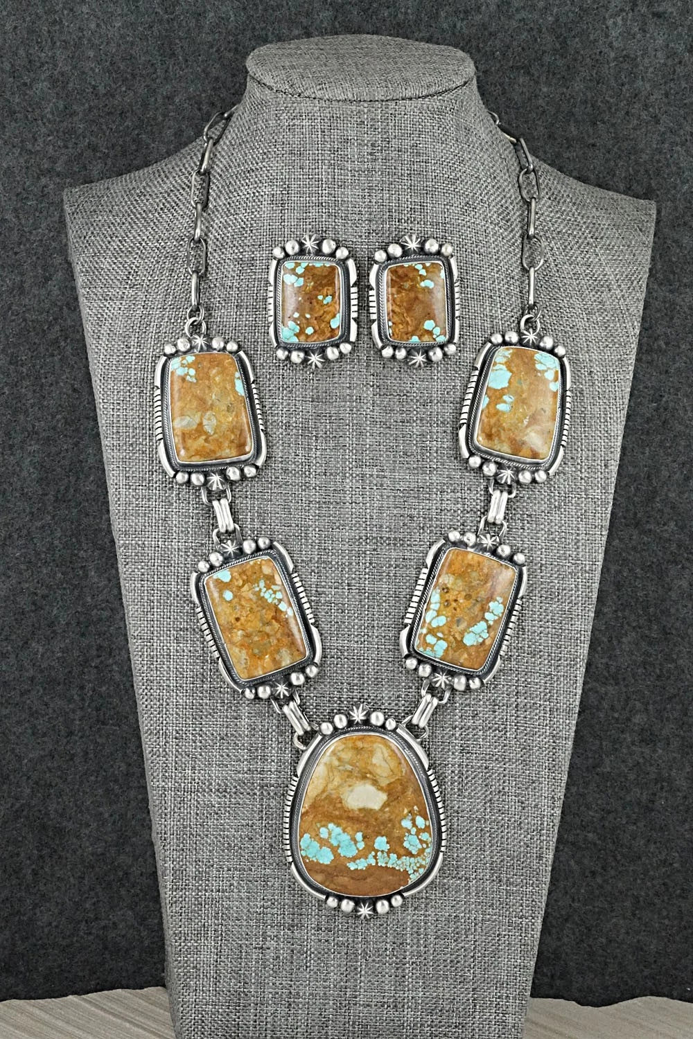 Turquoise & Sterling Silver Necklace and Earrings Set - Bob Becenti