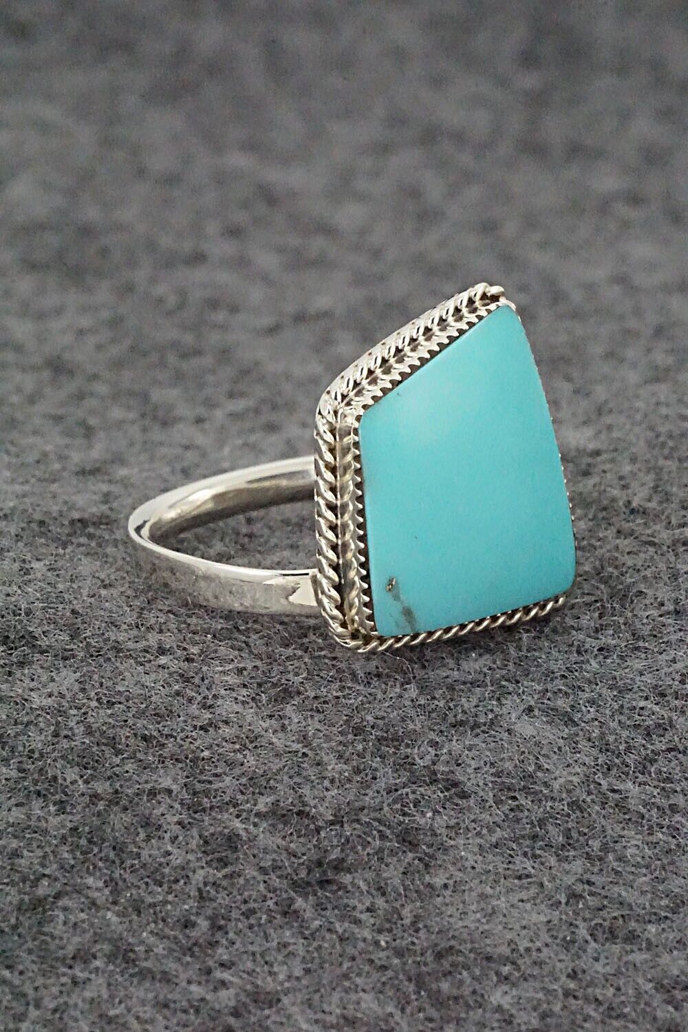 Turquoise & Sterling Silver Ring - Sheena Jack - Size 8 (Adj.)