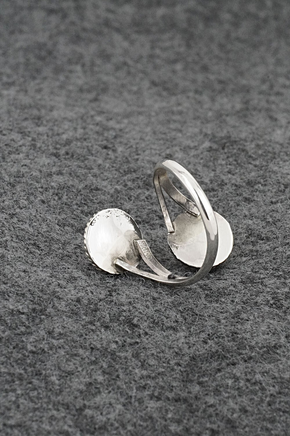 Spiny Oyster & Sterling Silver Ring - Esther White - Size 6.5 Adj.