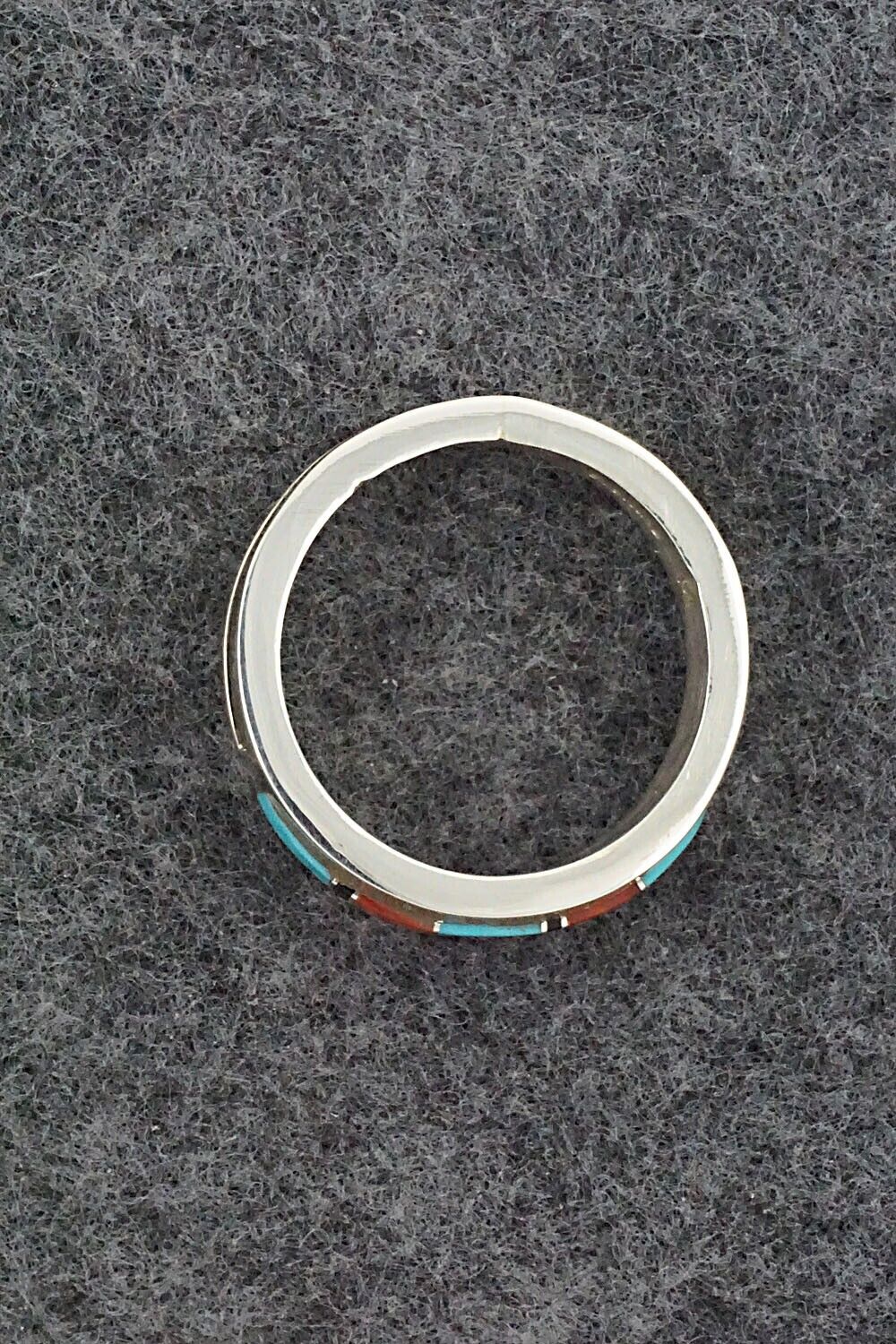 Turquoise, Coral, Onyx & Sterling Silver Ring - Wilbert Muskett Jr. - Size 11.5