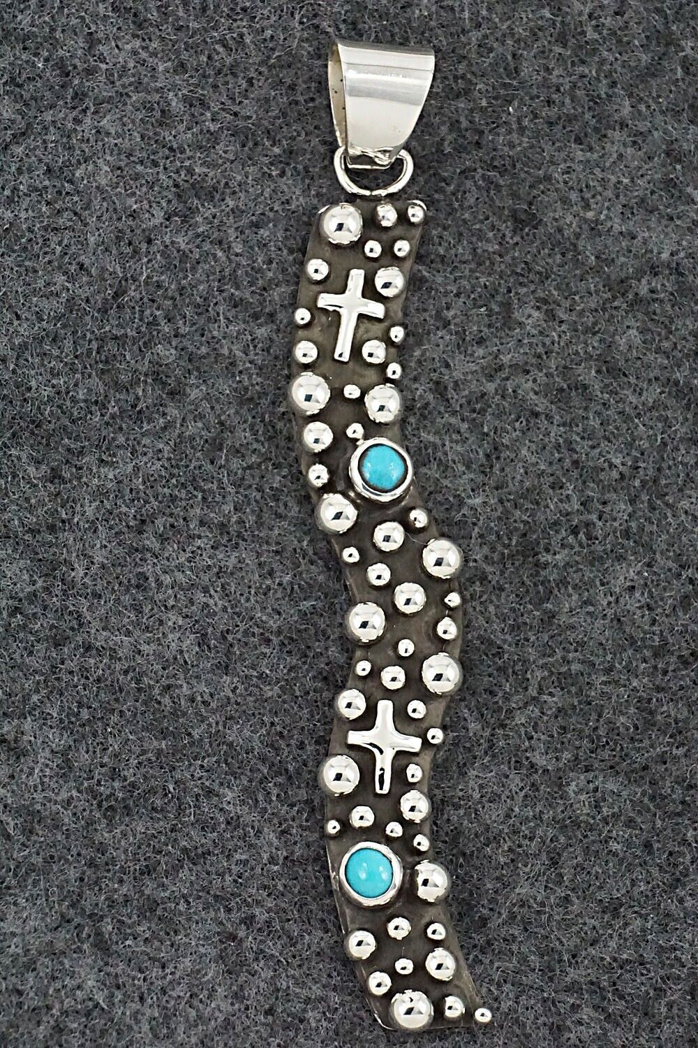 Turquoise & Sterling Silver Pendant - Raymond Coriz