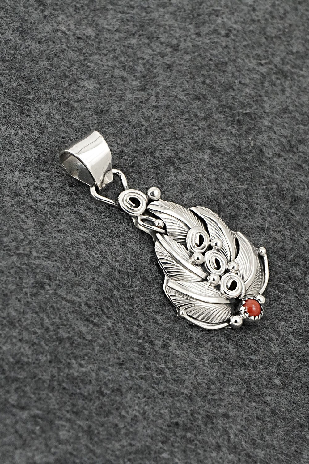 Coral & Sterling Silver Pendant - Darrell Morgan