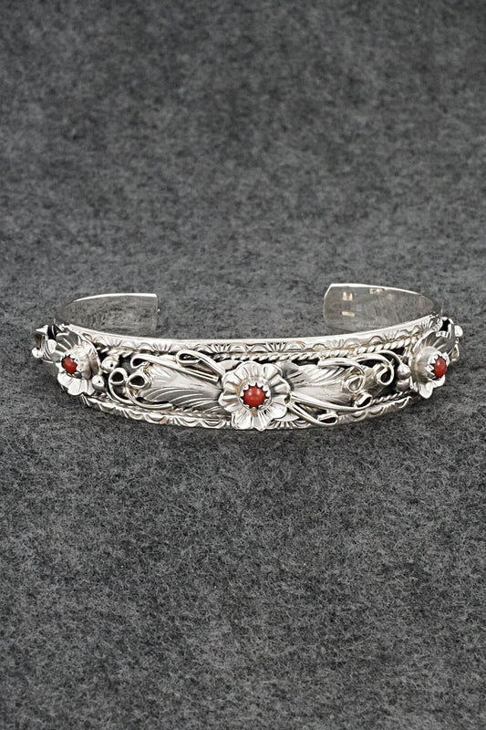 Coral & Sterling Silver Bracelet - Bessie Joe