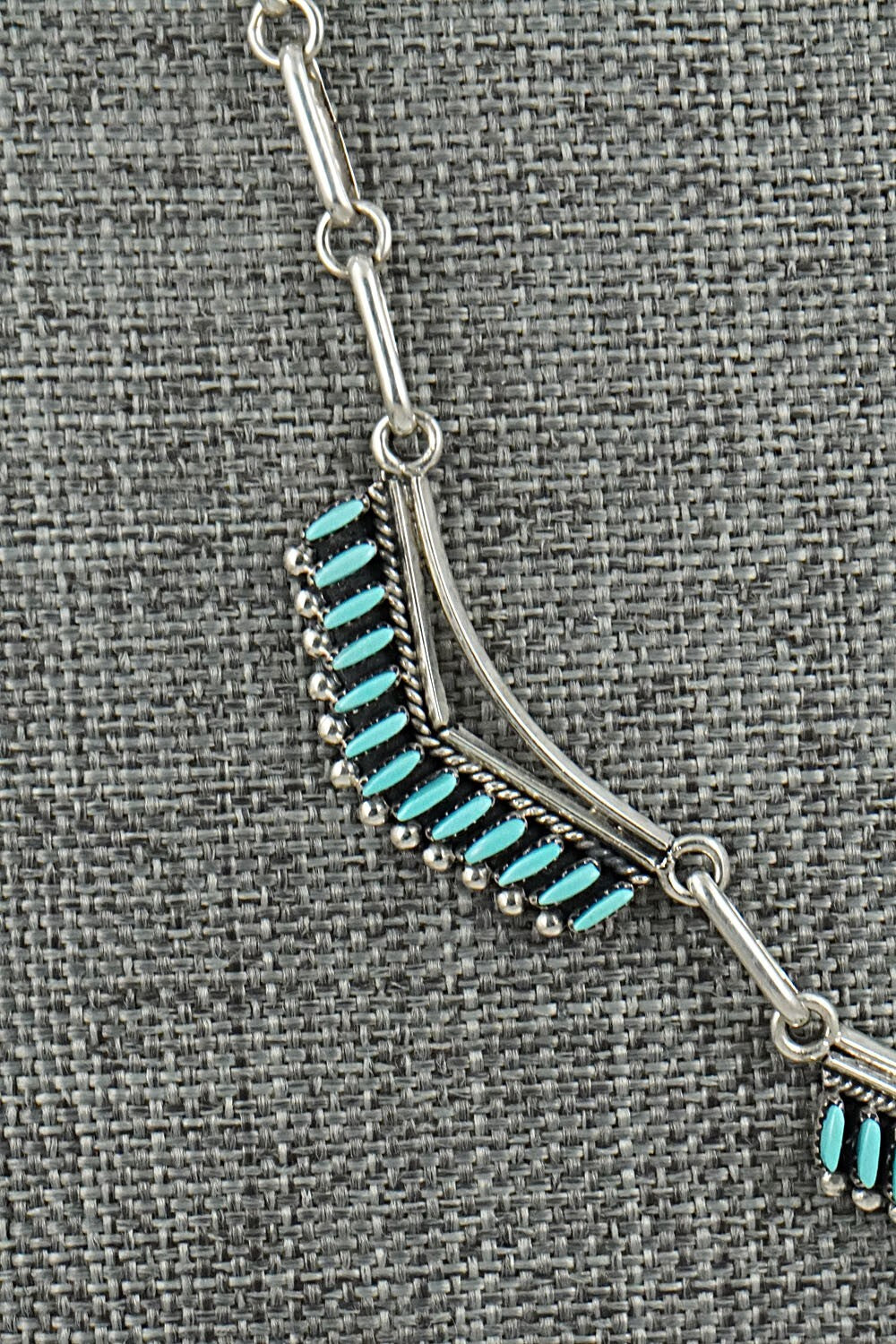 Turquoise & Sterling Silver Necklace and Earrings Set - Mildred Ukestine