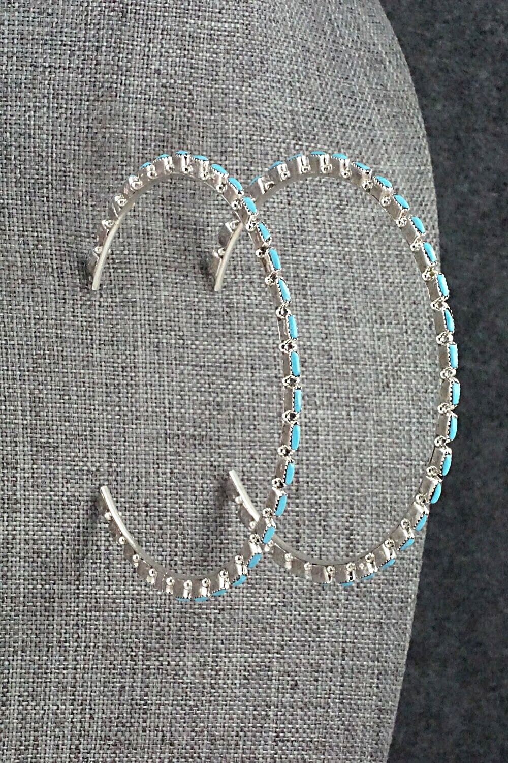 Turquoise & Sterling Silver Hoop Earrings - Aurelia Hughte