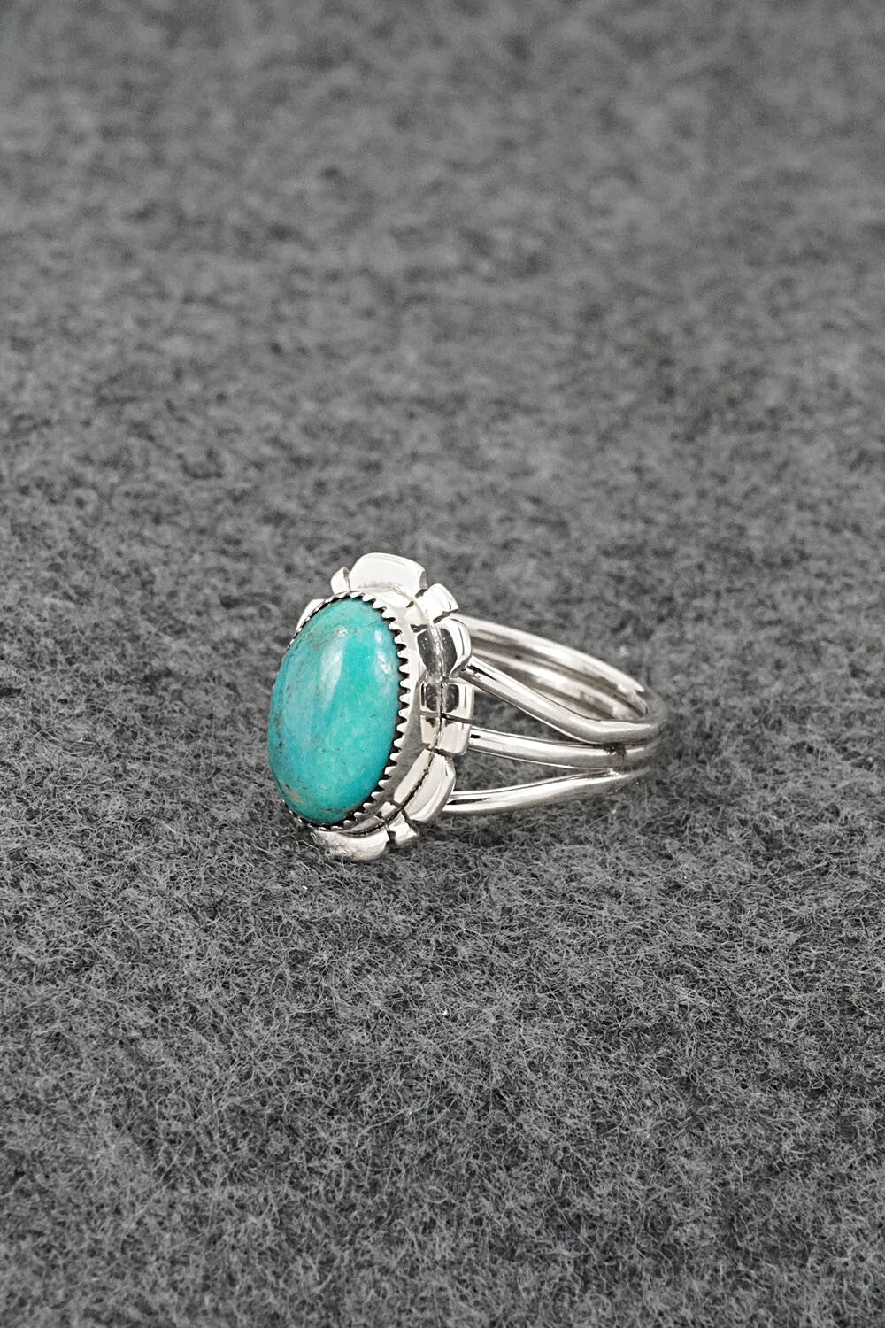 Turquoise & Sterling Silver Ring - Leona Delgarito - Size 7