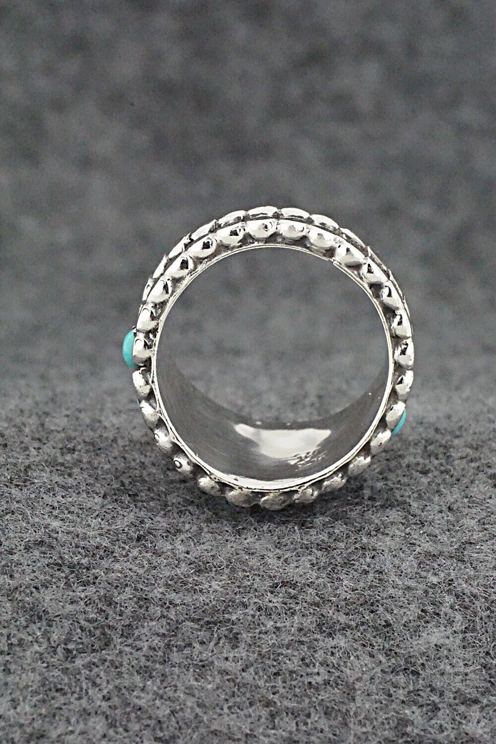 Turquoise & Sterling Silver Ring - Kenny Lonjose - Size 9