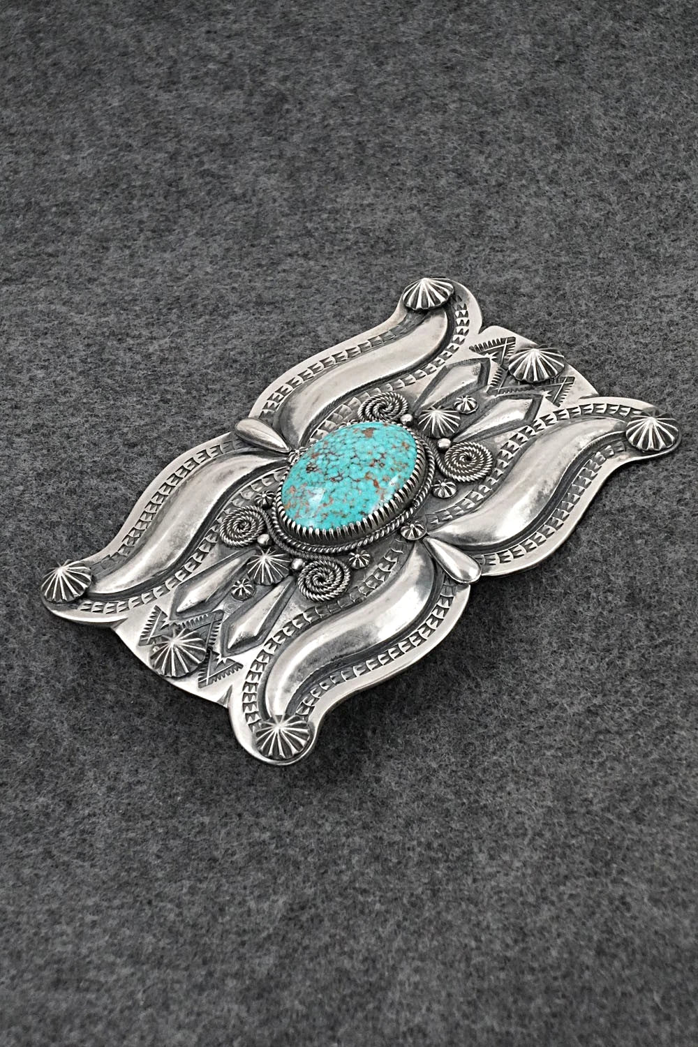 Turquoise & Sterling Silver Belt Buckle - Delbert Gordon